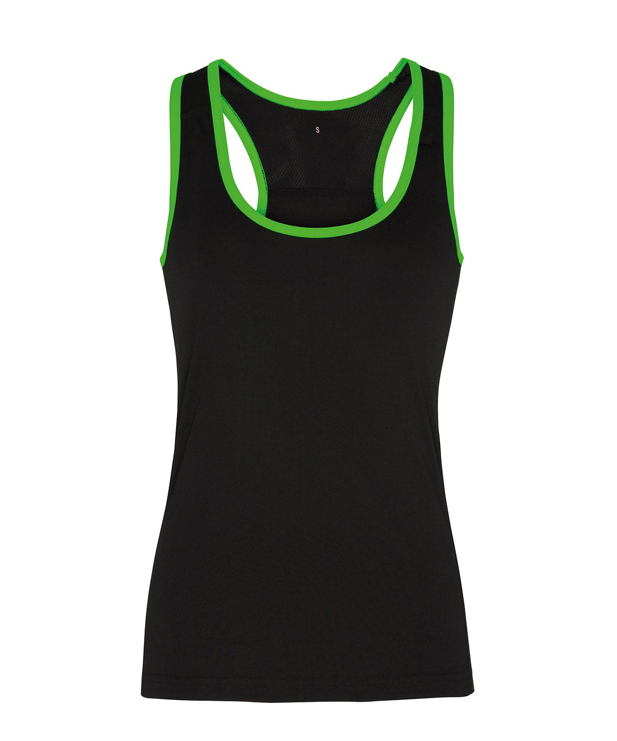 Black and Green Womens Panelled Fitness Vesy
