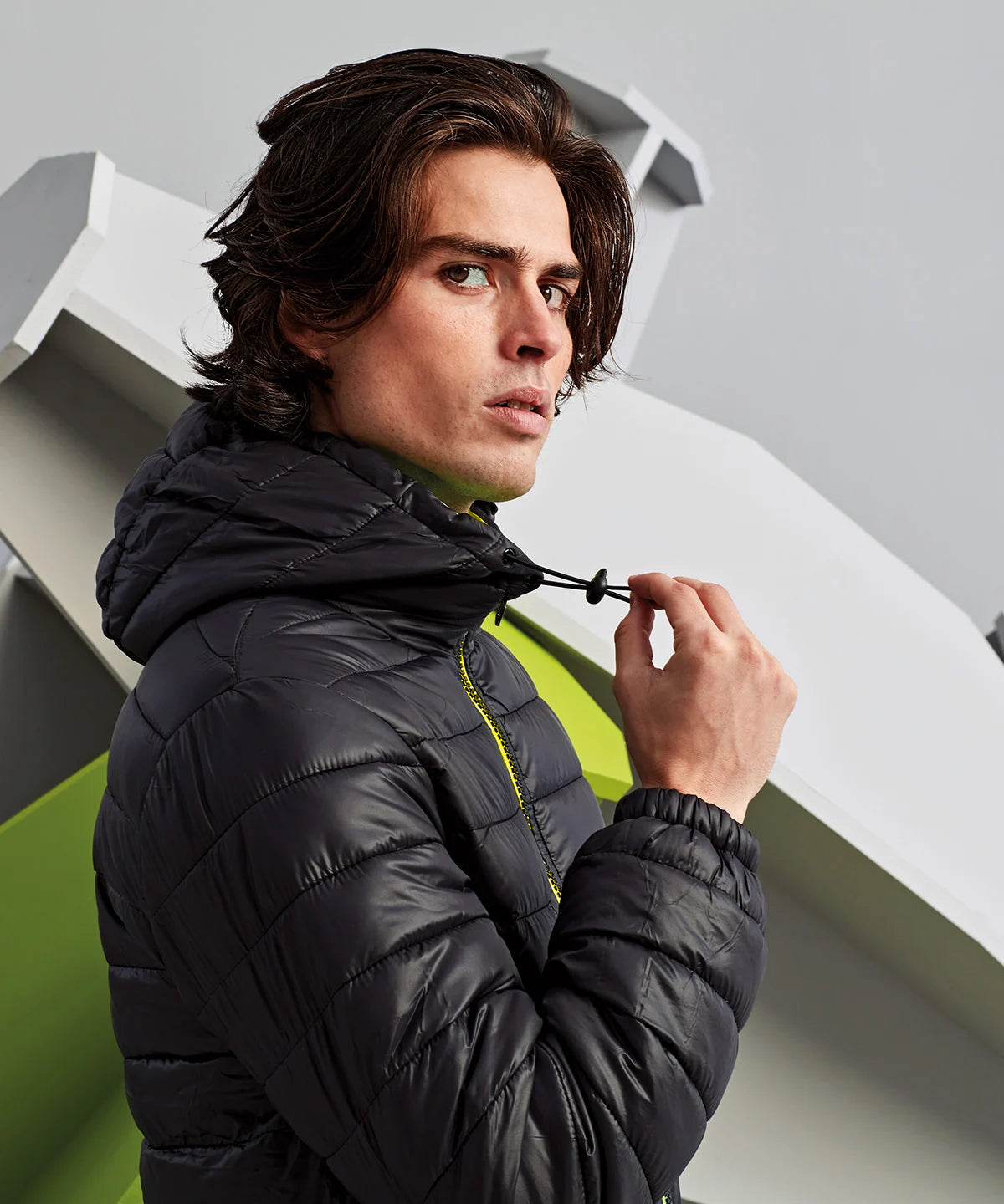 Men's Padded Jacket - Black/Yellow