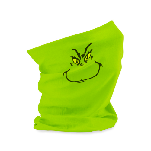 Hi Vis Lime Green Face Snood and Santa Hat