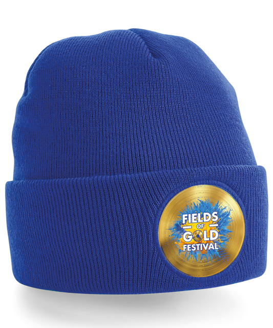 Fields of Gold Winter Beanie Hat Blue