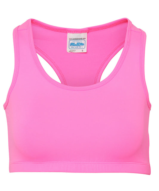 Electric Pink Womens Sports Crop Top