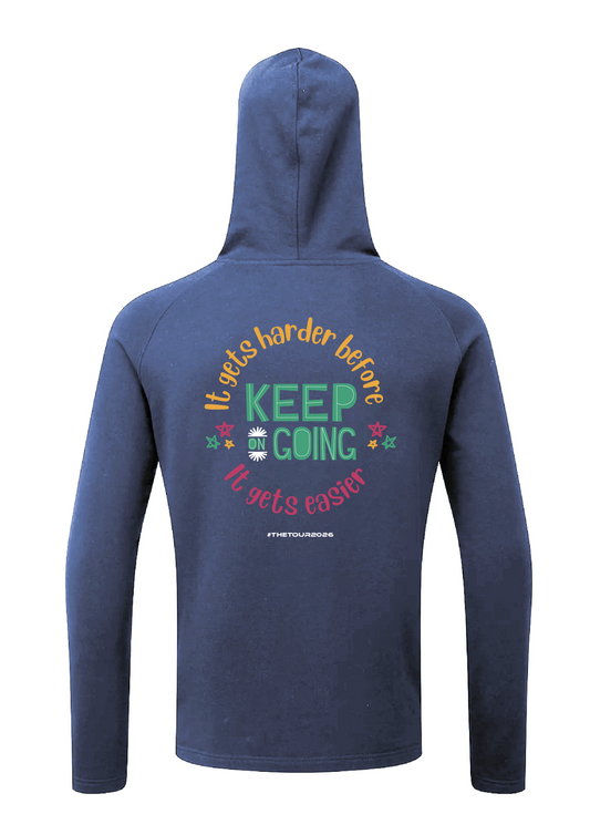 Tour 2026 Navy Hoody Keep Going