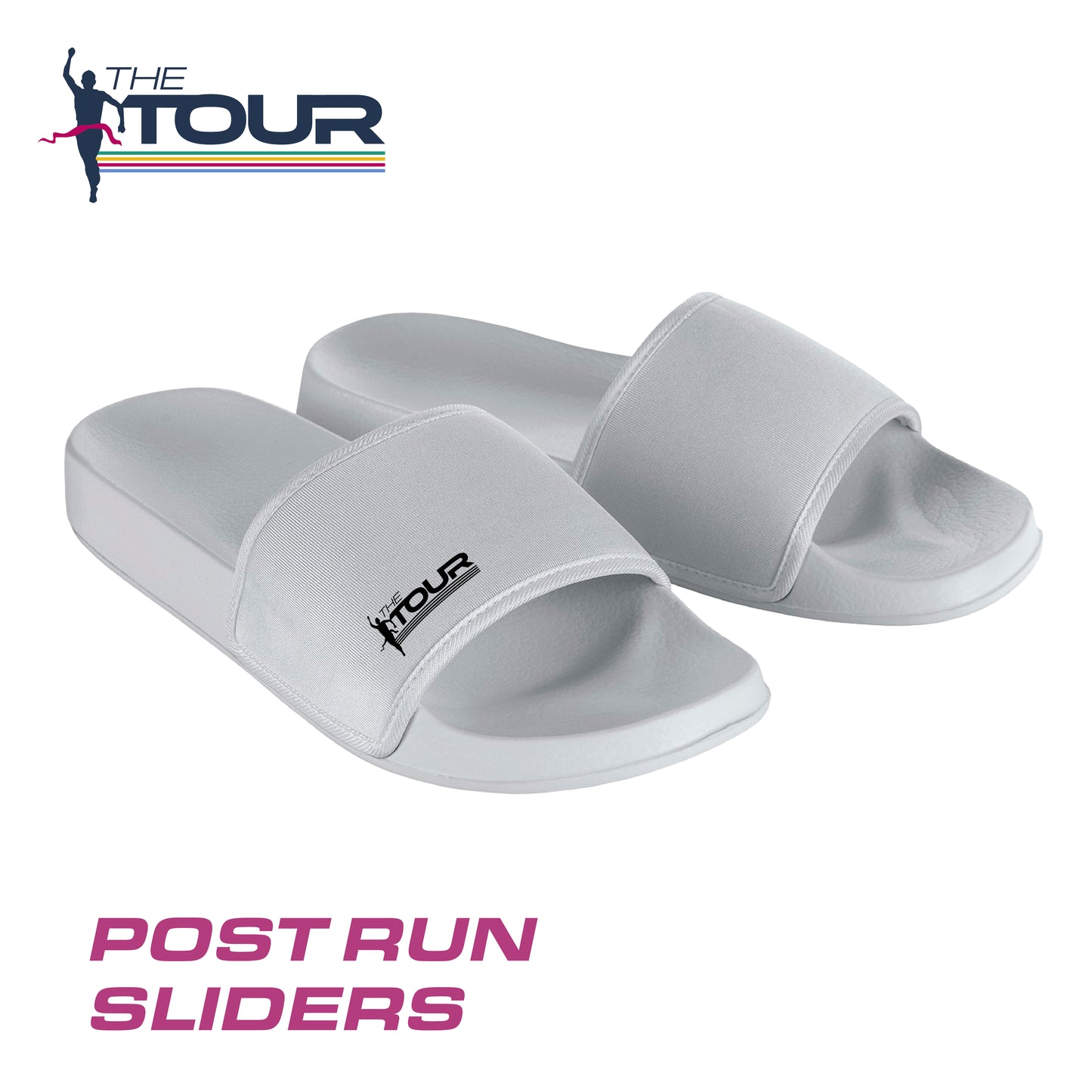 Gray slides with 'The Tour' logo on a white background