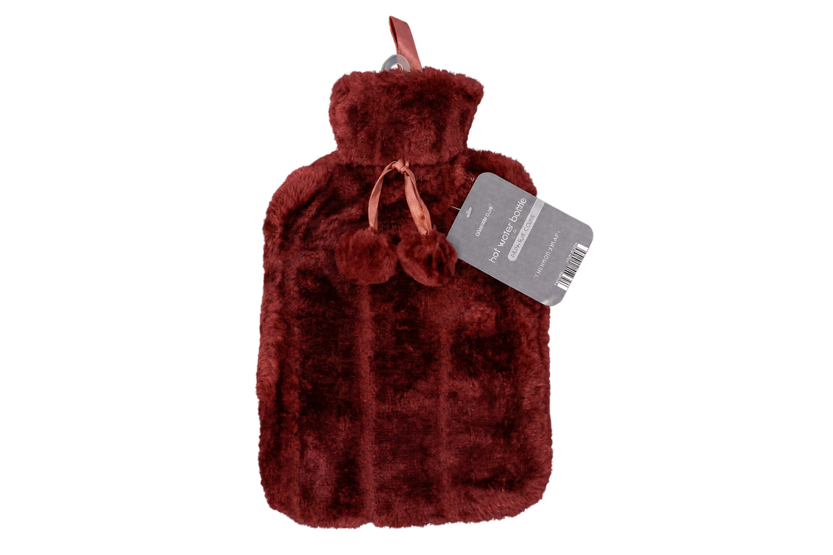 Burgundy hot water bottle with background removed